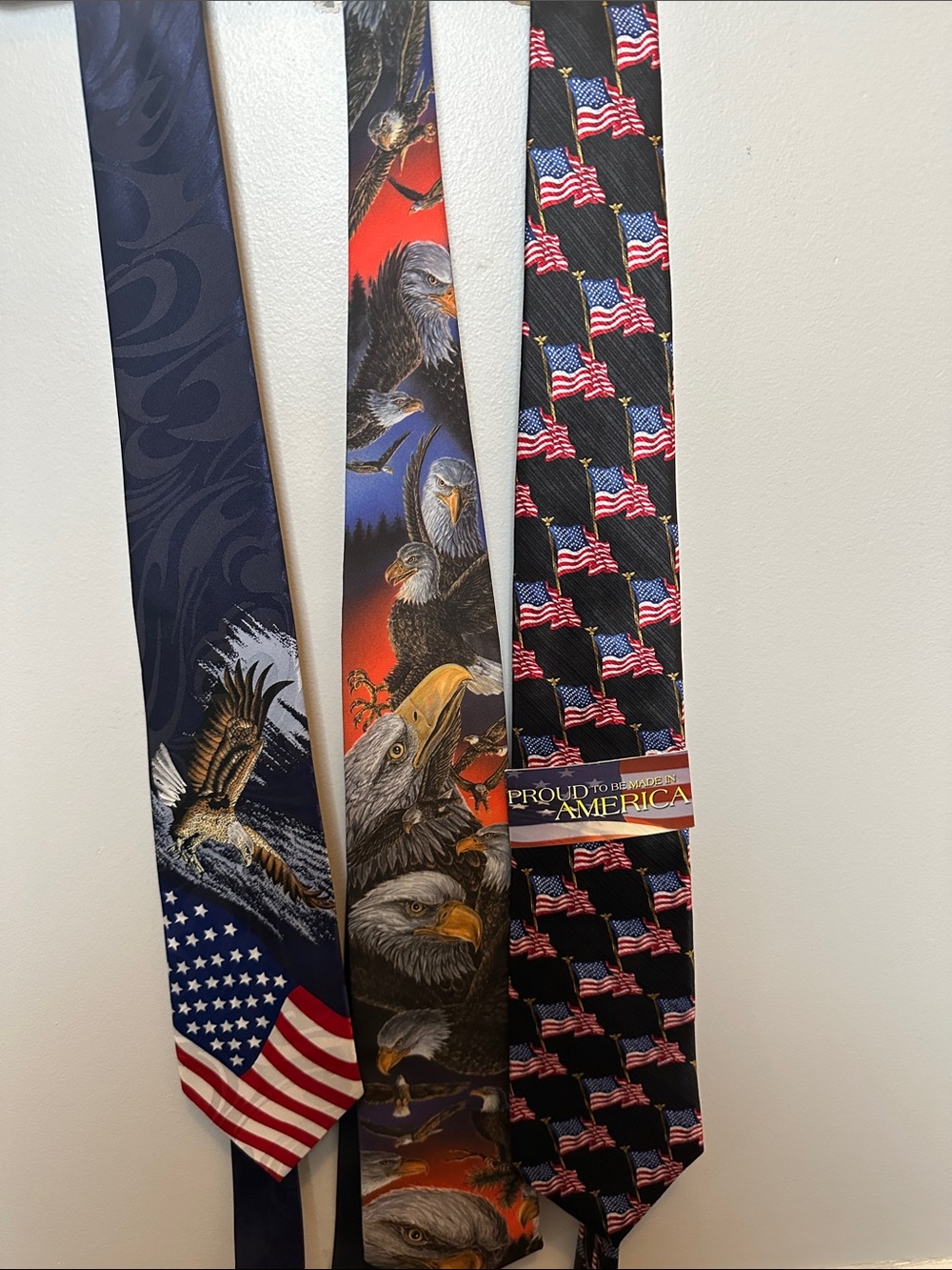 Lot of 3 Patriotic Neckties - Blue/Red/Black